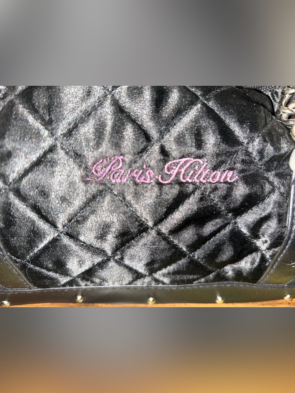 Paris Hilton Black Quilted Mini Satchel with Pink Accents - Picture 2 of 7